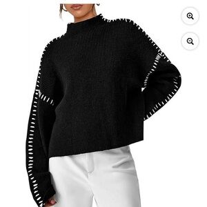 NWT PRETTYGARDEN Chunky Knit Sweater Long Sleeve Mock Neck Oversized Pullover